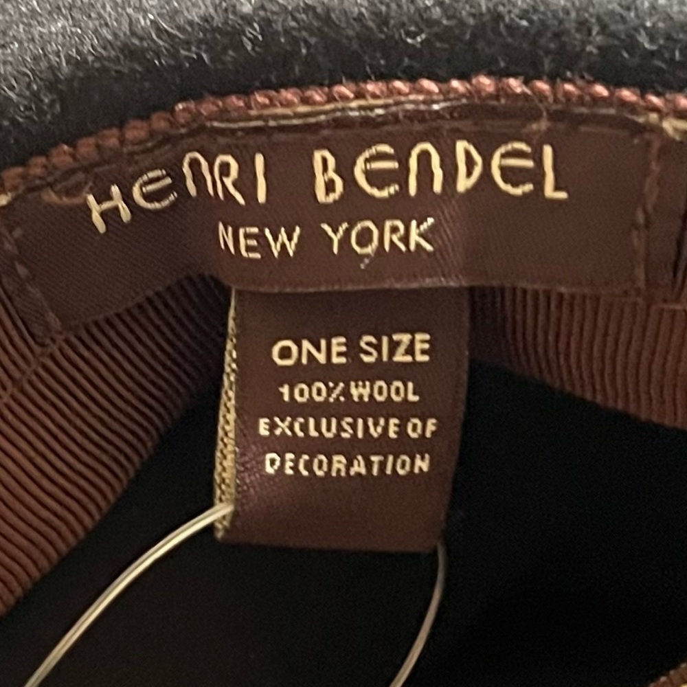 Henri Bendel Black Hazel Wide Brim 100% Wool Hat NWT One Size - Picture 6 of 8